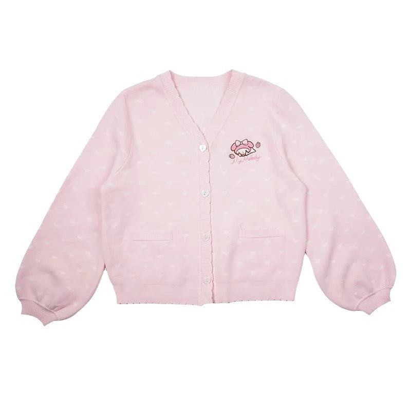 Japanese Kawaii Cartoon Embroidery Cardigans Y2k Aesthetic Women Knitted Star Jacquard Tops Streetwear Preppy Stylel Loose Coats