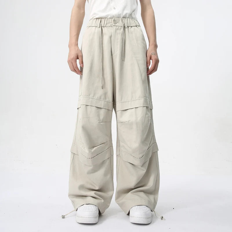 Men's Wear Overalls Spring New American Style Men Casual Pants Deconstructed Spliced Straight Loose Trousers Trendy 9C5980