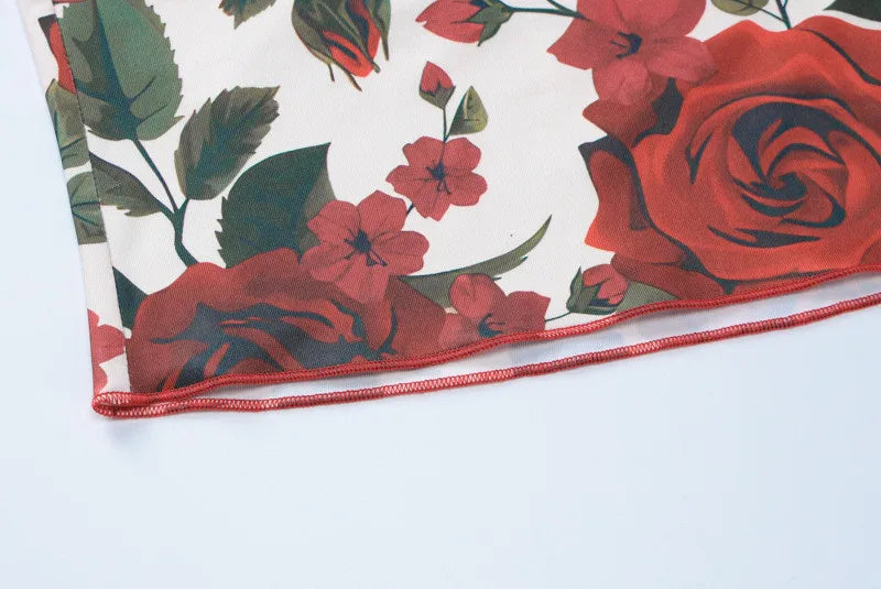 Floral Print Sexy Skirt Two Piece Sets Women Fashion Sleeveless Crop Tops And Long Skirt Femme Printed Two Piece Sets