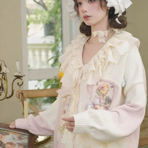 Load image into Gallery viewer, Autumn New Sweet Y2k Kawaii Cute Cartoon Sweaters Fashion All Match Tassels Vintage Jumpers Loose Women Harajuku Twist Knitwear
