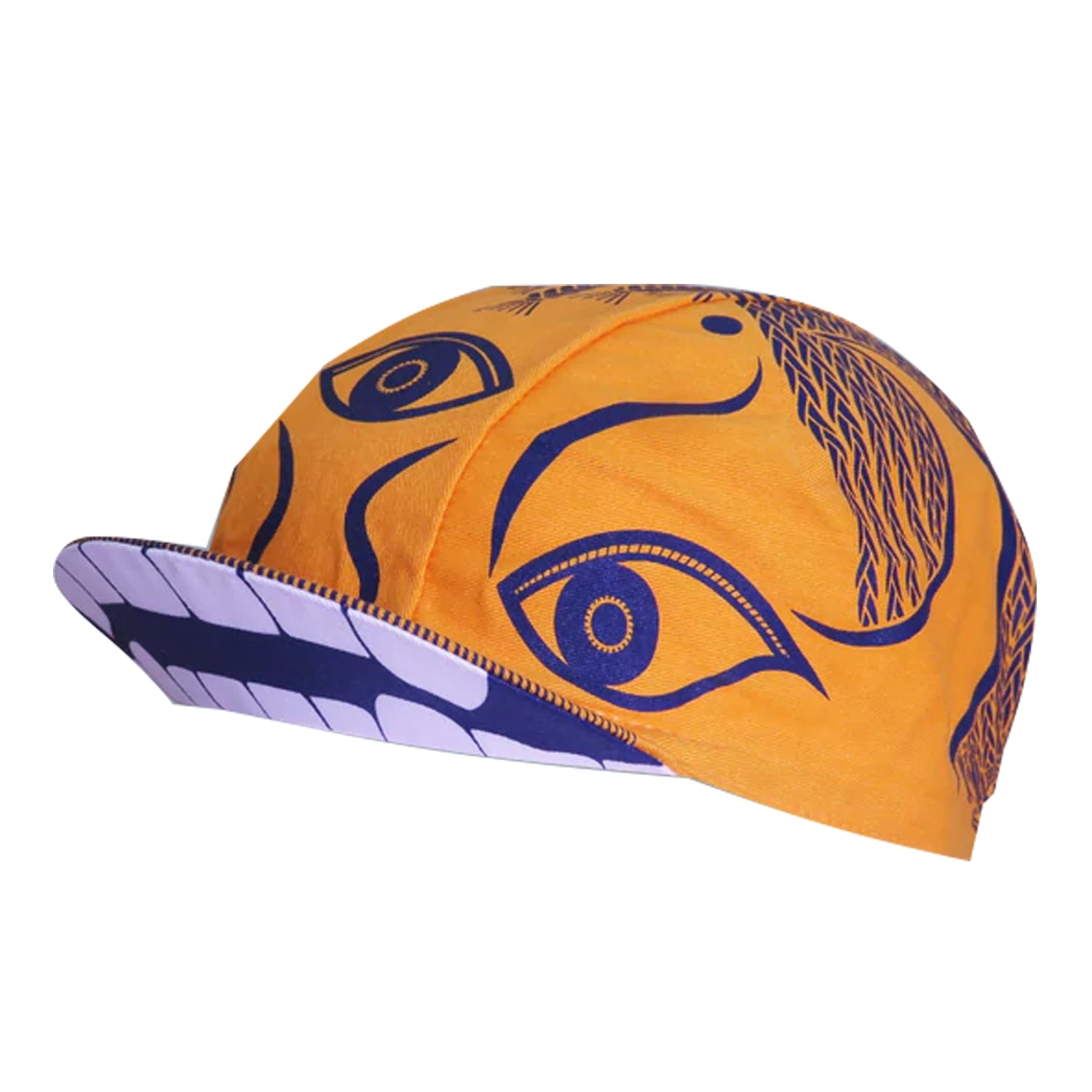 Classic Retro Pizza Fish With Wings Bulldog Cartoon Print Polyester Bicycle Women's Men's Caps Quick Drying Elasticity