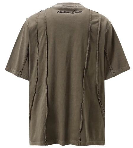 Men Vintage T-Shirt Grunge Y2K Solid Color Patchwork Urban Streetwear Tshirt Hip Hop Punk Gothic Baggy Top Harajuku Casual Tee