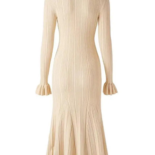 Load image into Gallery viewer, French Autumn 2024 New Women's Black Beige Single Breasted Temperament Knitted Dress Elegant Slim Office Lady Long Sleeve Dress
