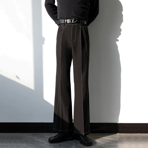 Load image into Gallery viewer, Business Casual Men&#39;s Suit Jackets Belt Solid Color Bright Line Desigh Droop Straight Wide Leg Male Bottom Simple 9C9237
