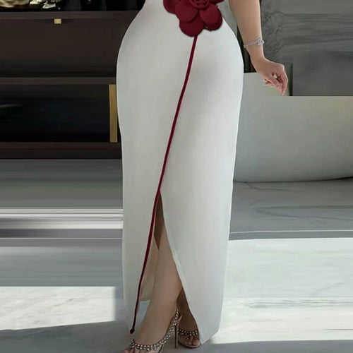 Load image into Gallery viewer, Evening Banquet Summer Dress Woman 2025 New Floral V-neck Short Sleeves Cocktail Party Long Dresses Sexy Outfits Women
