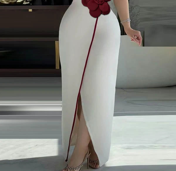 Evening Banquet Summer Dress Woman 2025 New Floral V-neck Short Sleeves Cocktail Party Long Dresses Sexy Outfits Women