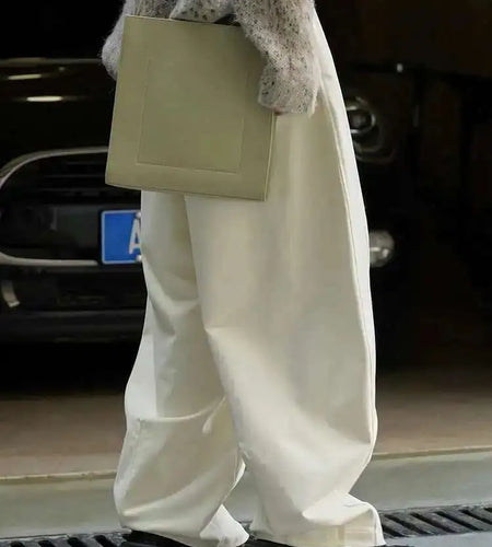 High Elastic Waist Beige Casual Long Wide Leg Pants New Loose Fit Trousers Women Fashion Tide Spring Autumn 2025 1DH2803