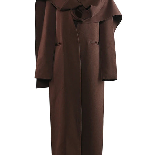 Load image into Gallery viewer, Women Army Green Big Size Long Elegant Blazer New Scarf Collar Long Sleeve Jacket Fashion Tide Spring Autumn 2025 1DH9827
