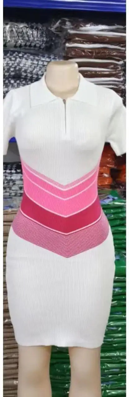 Korean Fashion Blue Green Rose Red Stripe Patchwork Short Sleeve Knitted Short Dress Women's Summer Elegant Slim Mini Dress Chic