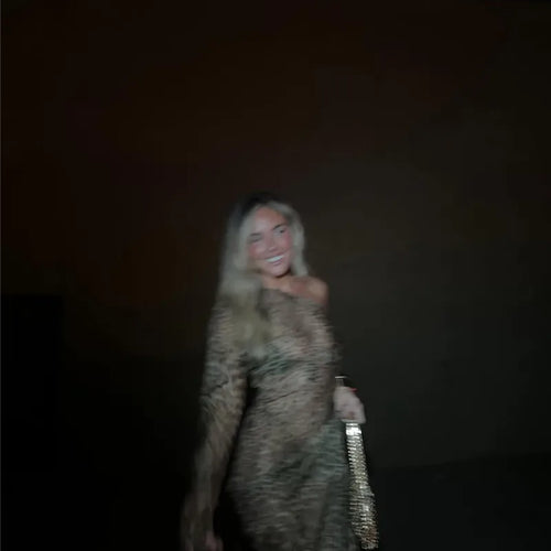 Load image into Gallery viewer, One Shoulder Leopard Print Maxi Dress Women Inclined Shoulder Backless Beach Holiday Vacation Club Sexy Long Dress
