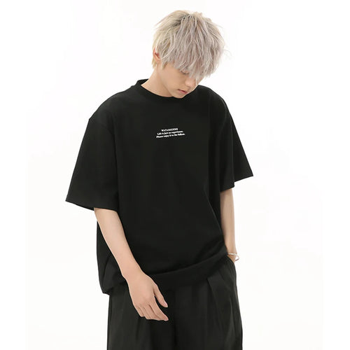 Load image into Gallery viewer, Men's T-shirts Short Sleeve New Korean Style Letter Print Design Round Neck Solid Color Trendy Male Pullover Top 9W1834
