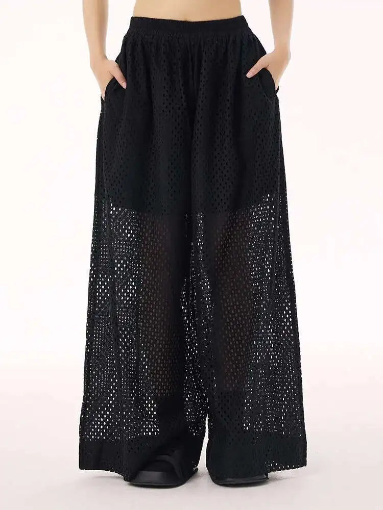 Women White Hollow Out Big Size Long Elegant Shirt Dress New Lapel Sleeveless Fashion Tide Spring Autumn 2025 1DH9424