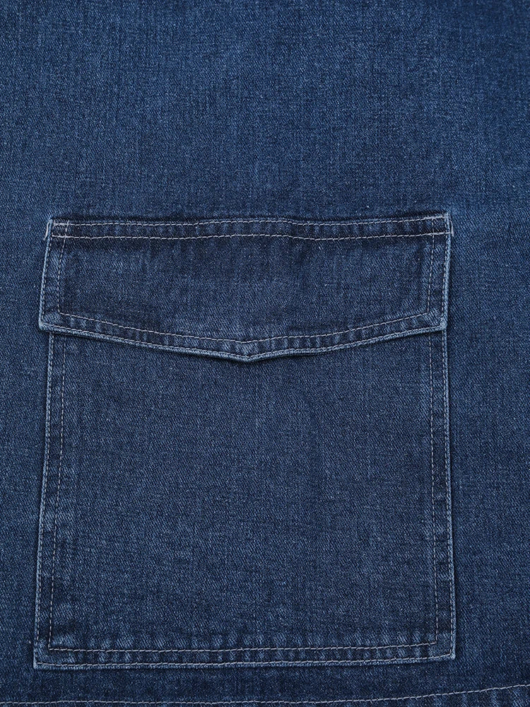 Blue Denim Thick Pocket Big Size Casual Jacket New Lapel Long Sleeve Women Coat Fashion Tide Spring Autumn 2025 CP2074