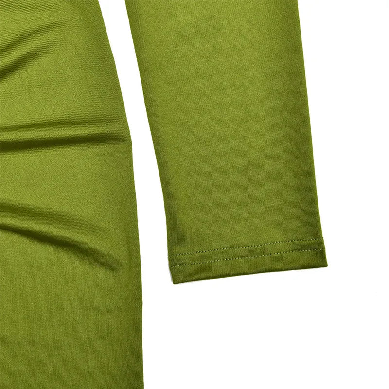 Elegant Turtleneck Long Sleeve Bodycon Maxi Dress Women Autumn Winter New Ruched Club Party Sexy Dress Vestidos