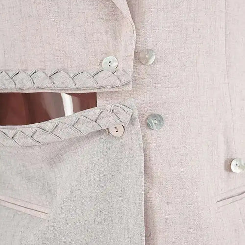 Load image into Gallery viewer, Women Apricot Hollow Out Color-block Elegant Blazer New Lapel Long Sleeve Jacket Fashion Tide Spring Autumn 2025 CPDB238
