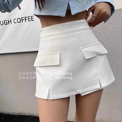Load image into Gallery viewer, Women Chic Black White High-waist Wrapped Hip Mini Skirt 2024 Spring Summer Streetwear Vacation Brown Bodycon Short Skirt Simple

