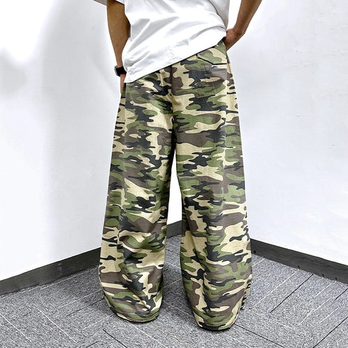 Load image into Gallery viewer, Men's Cargo Pants New American Street Style Loose Straight Legs Elastic Waist Design Male Casual Summer Trousers 9W1785
