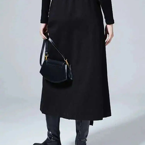 Load image into Gallery viewer, High Waist Black Zipper Irregular Design Long Casual Half-body Skirt Women Fashion Tide New Spring Autumn 2025 1DF0628
