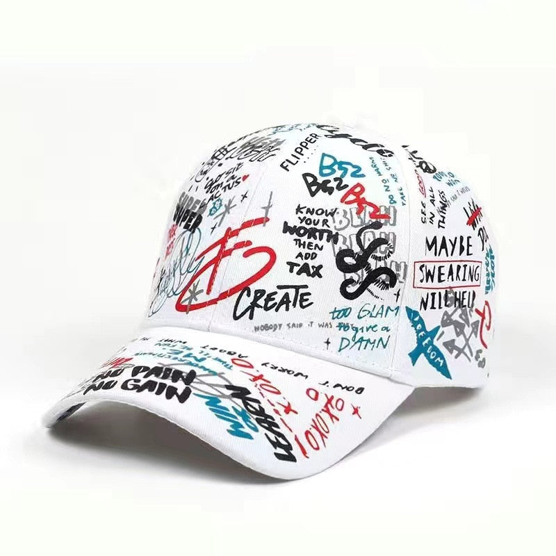 Graffiti Baseball Cap Fashion Personality Curved Summer Trendy Style Men and Women Personality Wild Cap Sun Hat