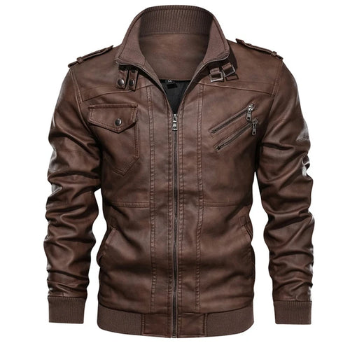 Load image into Gallery viewer, Men&#39;s Leather Jackets Autumn Fashion Casual Motorcycle PU Jacket Biker Leather Coats Brand Clothing
