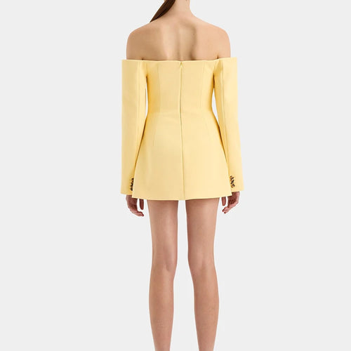 Load image into Gallery viewer, Off-shoulder Strapless Sexy Blazer Dress For Women Fashion Solid Zipper Two Pocket Long Sleeve Backless Mini Dress
