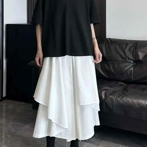 Load image into Gallery viewer, High Elastic Waist Beige Irregular Layers A-line Half-body Skirt Women Fashion Tide New Spring Autumn 2025 1DH5521
