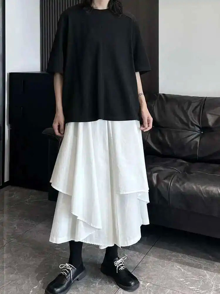 High Elastic Waist Beige Irregular Layers A-line Half-body Skirt Women Fashion Tide New Spring Autumn 2025 1DH5521