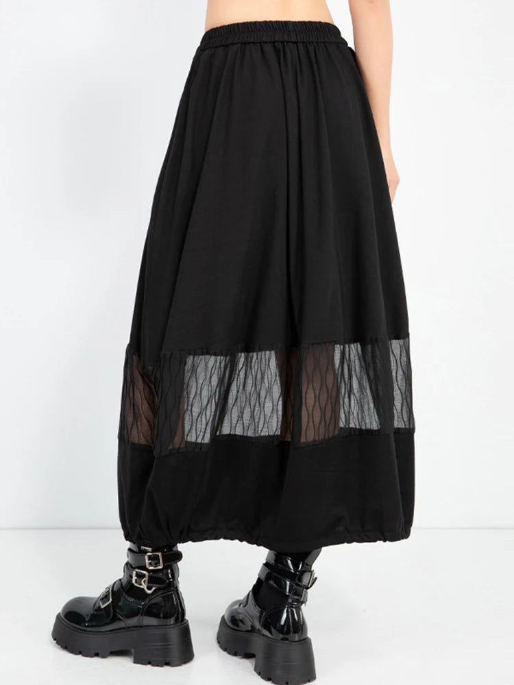 High Elastic Waist Black Mesh Perspective Casual Bud Half-body Skirt Women Fashion Tide New Spring Autumn 2025 1DJ0978