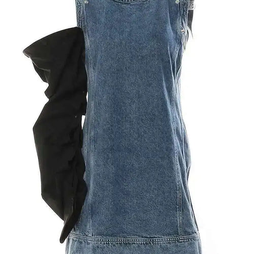 Load image into Gallery viewer, Women Blue Denim Button Many Ways Wear Dress New Round Neck Long Sleeve Loose Fit Fashion Tide Spring Autumn 2025 17A8518
