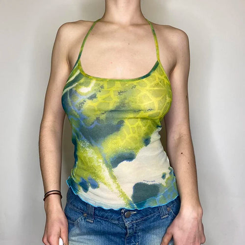 Load image into Gallery viewer, Casual Tie Dye Skinny Halter Top Short Backless Holidays Sexy Streetwear Summer Crop Tops for Women Y2K Retro Outfits
