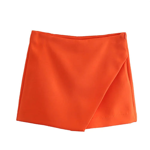 Load image into Gallery viewer, Women Fashion Candy Color Asymmetrical Shorts Skirts Lady Zipper Fly Pockets Hot Shorts Chic Pantalone
