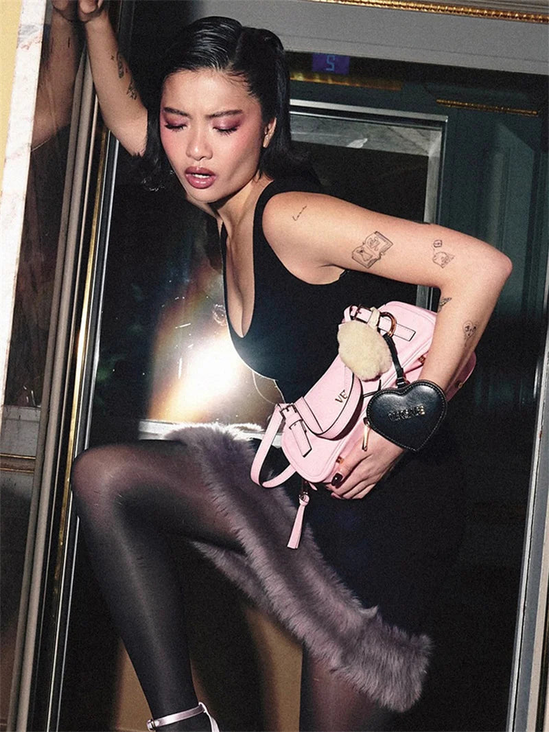 Patchwork Fur Hem Sexy Mini Dress Women Robe Fashion Black Summer New Sleeveless Backless Slim High Waist Sheath Dress