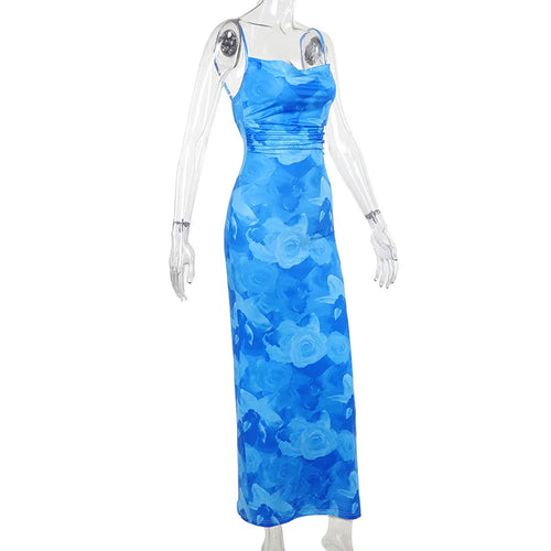 Load image into Gallery viewer, Spaghetti Strap Print Maxi Dress For Women Gown Summer New Sleeveless Backless Bodycon Club Party Long Dress Fashion
