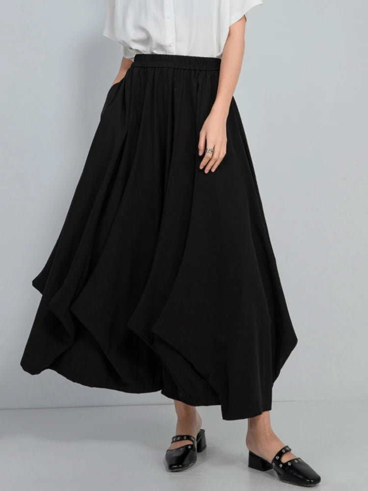 High Elastic Waist Black Pleated Shaped Long Wide Leg Pants New Trousers Women Fashion Tide Spring Autumn 2025  1DJ0980