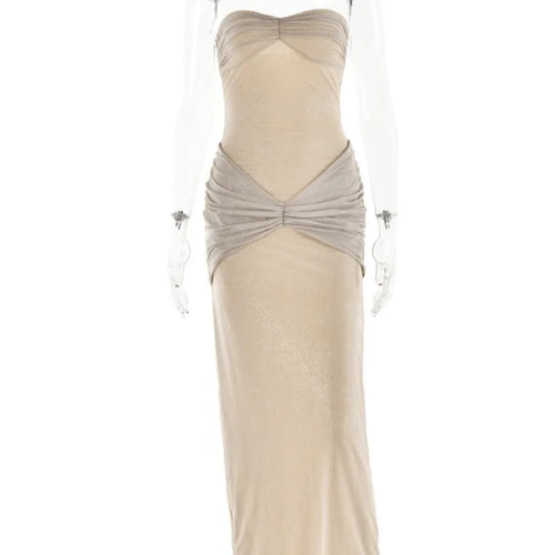 Load image into Gallery viewer, Sexy Sleeveless Mesh Pleated Dress For Women Tight Backless Bodycon Evening Dress Female Elegant Party Club Vesidos
