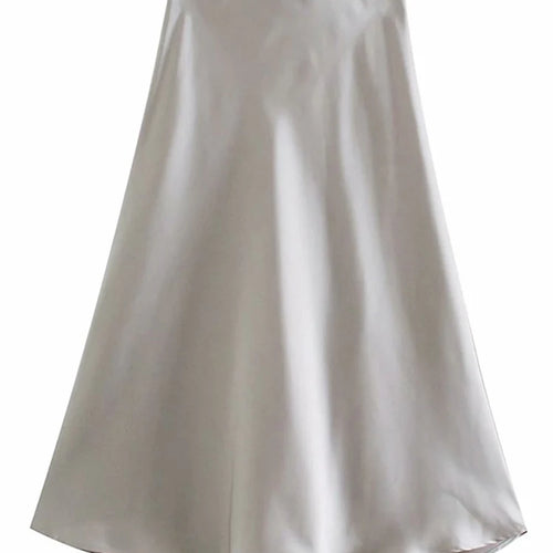 Load image into Gallery viewer, Hot Sale Solid Satin Elastic Waist Women A-Line Skirt Summer Female Slim Falda
