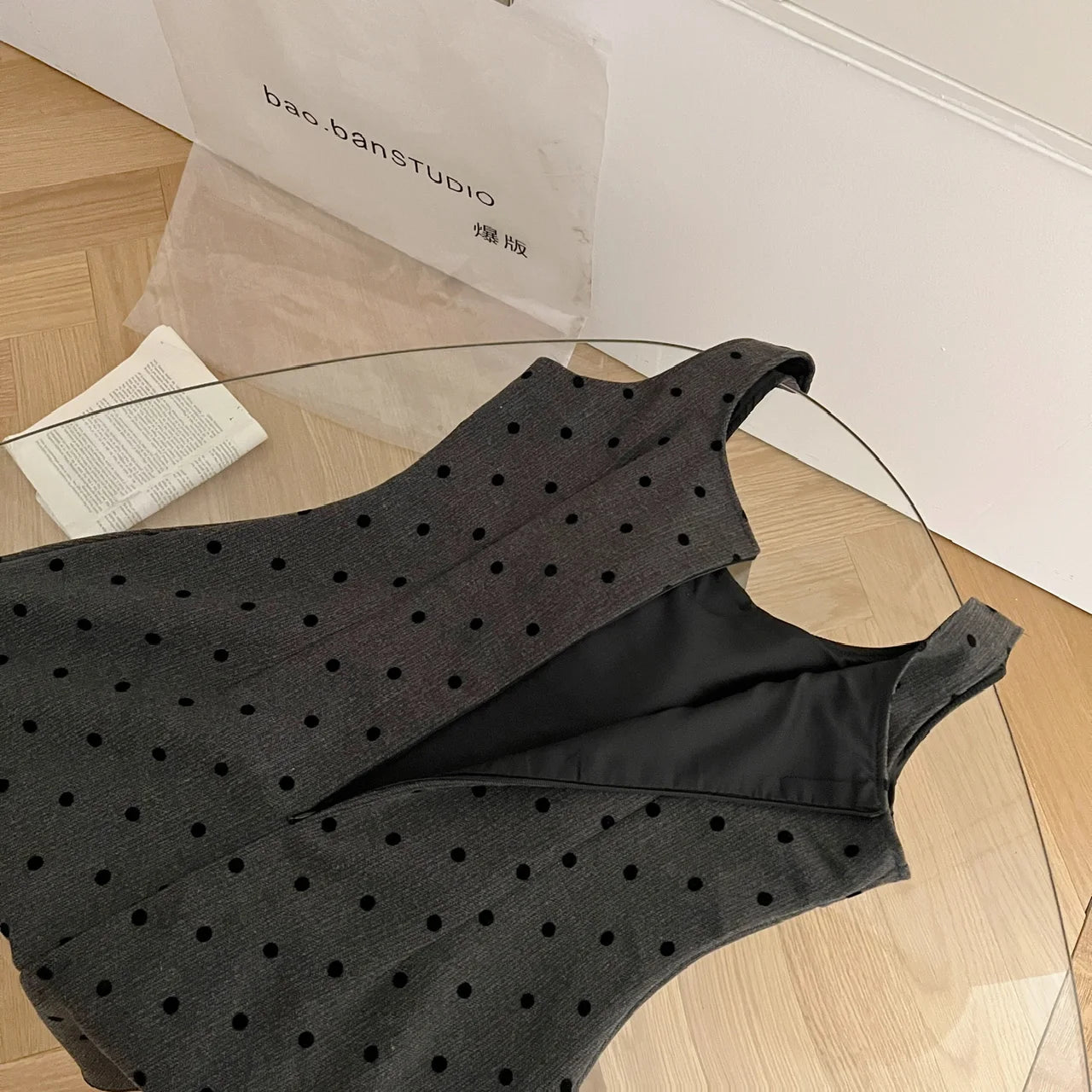 Autumn Women's Fashion 2024 French Two-piece Set Grey Bow Long Sleeves Tops + Square Neck High Waist Dot Wrap Hip Short Dresses