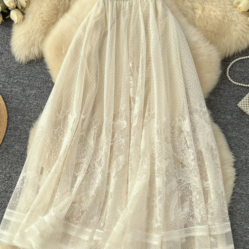 Load image into Gallery viewer, Vintage Elegant Women Black White Mesh High Waist Vacation Long Skirt Autumn Winter New Brown Pleated A-line Short Skirt Popular
