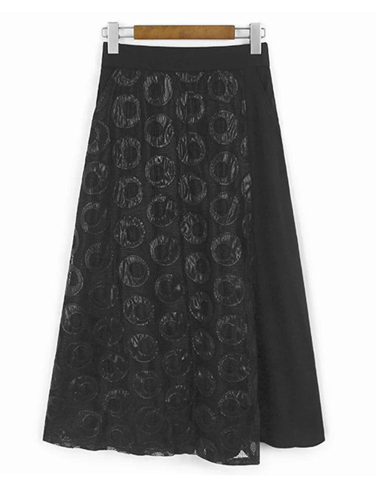 Black Dot Hollow Out Vest Half-body Skirt Two Pieces Suit New V-Neck Sleeveless Women Fashion Spring Autumn 2025 1DJ1101