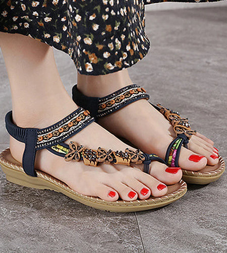 Women's Sandals Mix Color Bohemia Sandals For Summer Shoes Woman Flip Flops 2025 New Summer Sandals Women Soft Heels Footwear