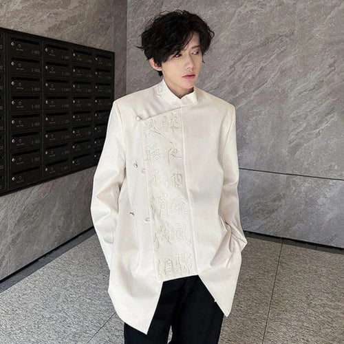 Load image into Gallery viewer, Spring Men&#39;s Suit Coat Solid Color Single Breasted Stand Collar New Chinese Style Fashion Tide Blazer Letter 9W1343
