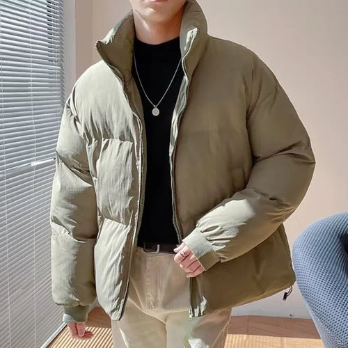 Load image into Gallery viewer, Stand Collar Padded Jacket Men&#39;s Warm Top Casual Thick Zipper Drawstring 2024 Fashion Male Winter Cotton Coat Korean 9C8852
