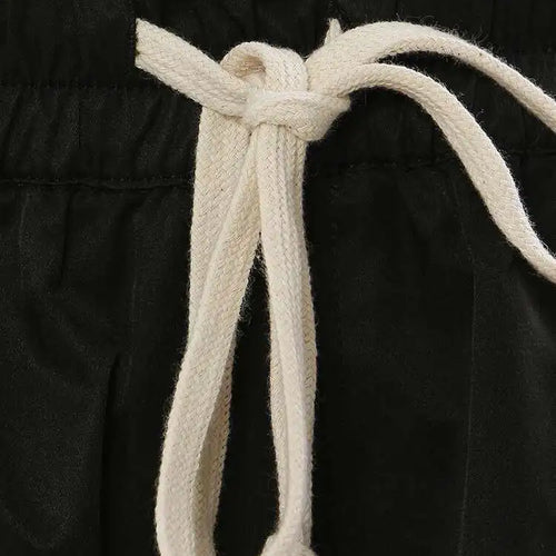 Load image into Gallery viewer, Women Black Irregular Zipper Drawstring Wide Leg Shorts New High Waist Trousers Fashion Tide Spring Summer 2025 1DH4518
