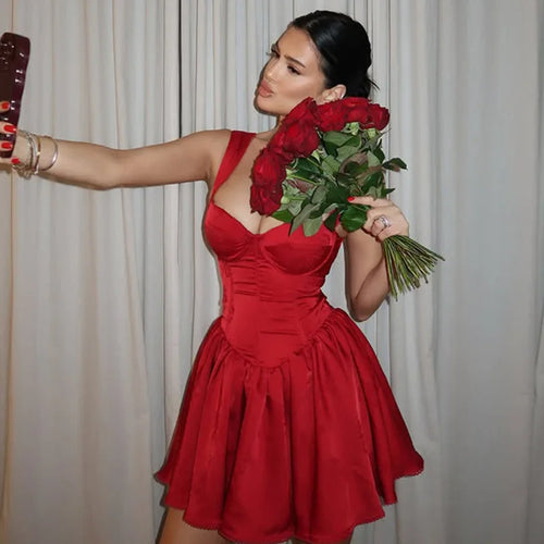 Load image into Gallery viewer, Red Backless Sexy Mini Dress Women Summer New Sleeveless Backless High Waist A-line Club Party Elegant Dress 2025
