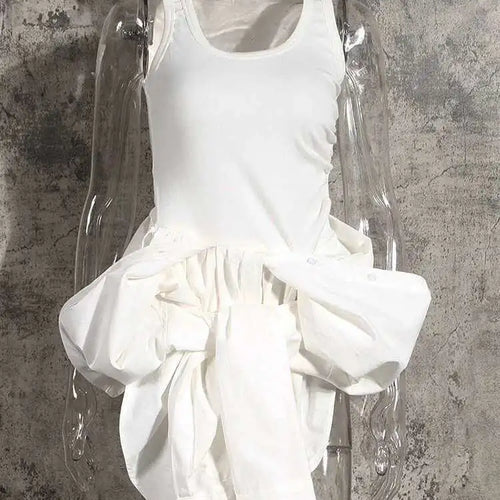 Load image into Gallery viewer, Women White Irregular Knot Split Big Size  Dress New Lapel Long Sleeve Loose Fit Fashion Spring Summer 2025 1X3420
