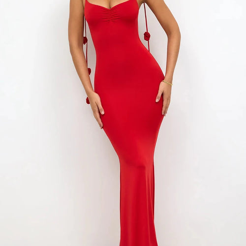 Load image into Gallery viewer, Spliced Appliques Solid Sexy Dresses For Women Square Collar Sleeveless High Waist Backless Temperament Bodycon Dress Female
