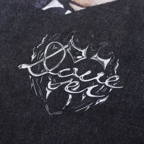 Load image into Gallery viewer, Vintage Oversized T-Shirt Men Funny Graphic Printed Washed Tshirt Streetwear Hip Hop Cotton Tees Harajuku Long Sleeve Tops Black
