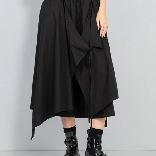 Load image into Gallery viewer, High Elastic Waist Black Irregular Bandage Wide Leg Pants New Trousers Women Fashion Tide Spring Autumn 2025 1DJ1029
