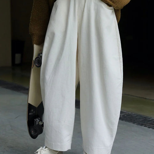 Load image into Gallery viewer, High Elastic Waist Green Corduroy Wide Leg Pants New Loose Fit Trousers Women Fashion Tide Spring Autumn 2025 1DF21930
