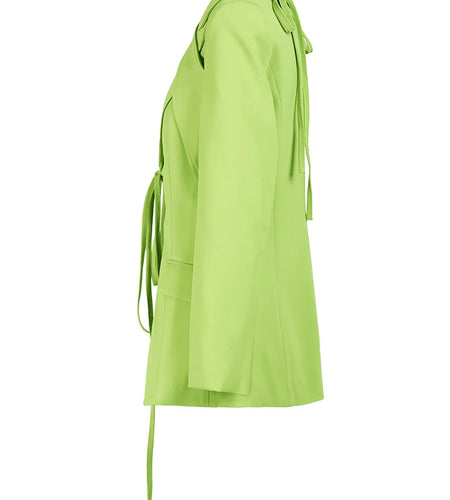 Women Green Irregular Cross Bandage Blazer New Lapel Long Sleeve Loose Fit Jacket Fashion Tide Spring Autumn 2025 CP1984